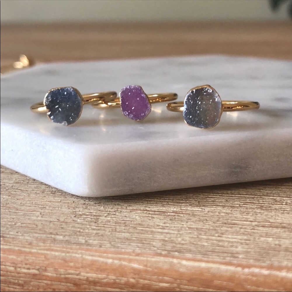 Raw Druzy Crystal Ring - Picture 3 of 7